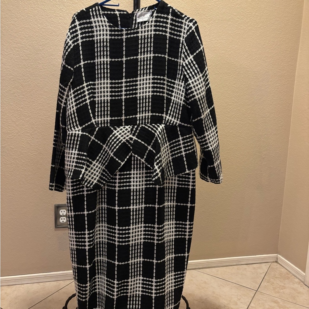 Dainty Jewells Black and White Plaid Midi Dress